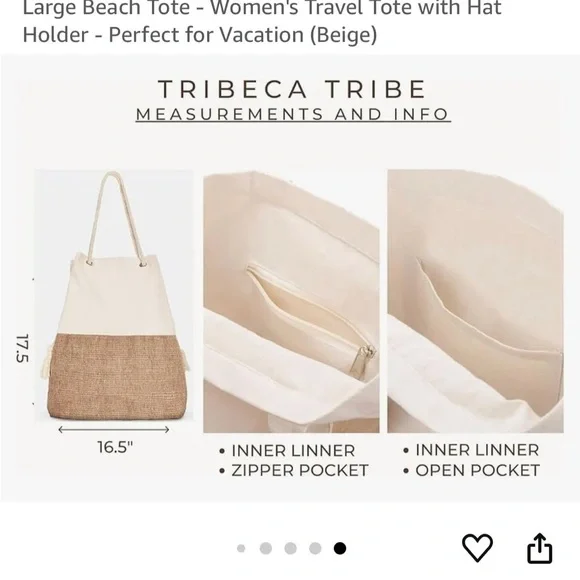 Tribe Alive Two-Tone Tan and Cream Backpack - Picture 3 of 3